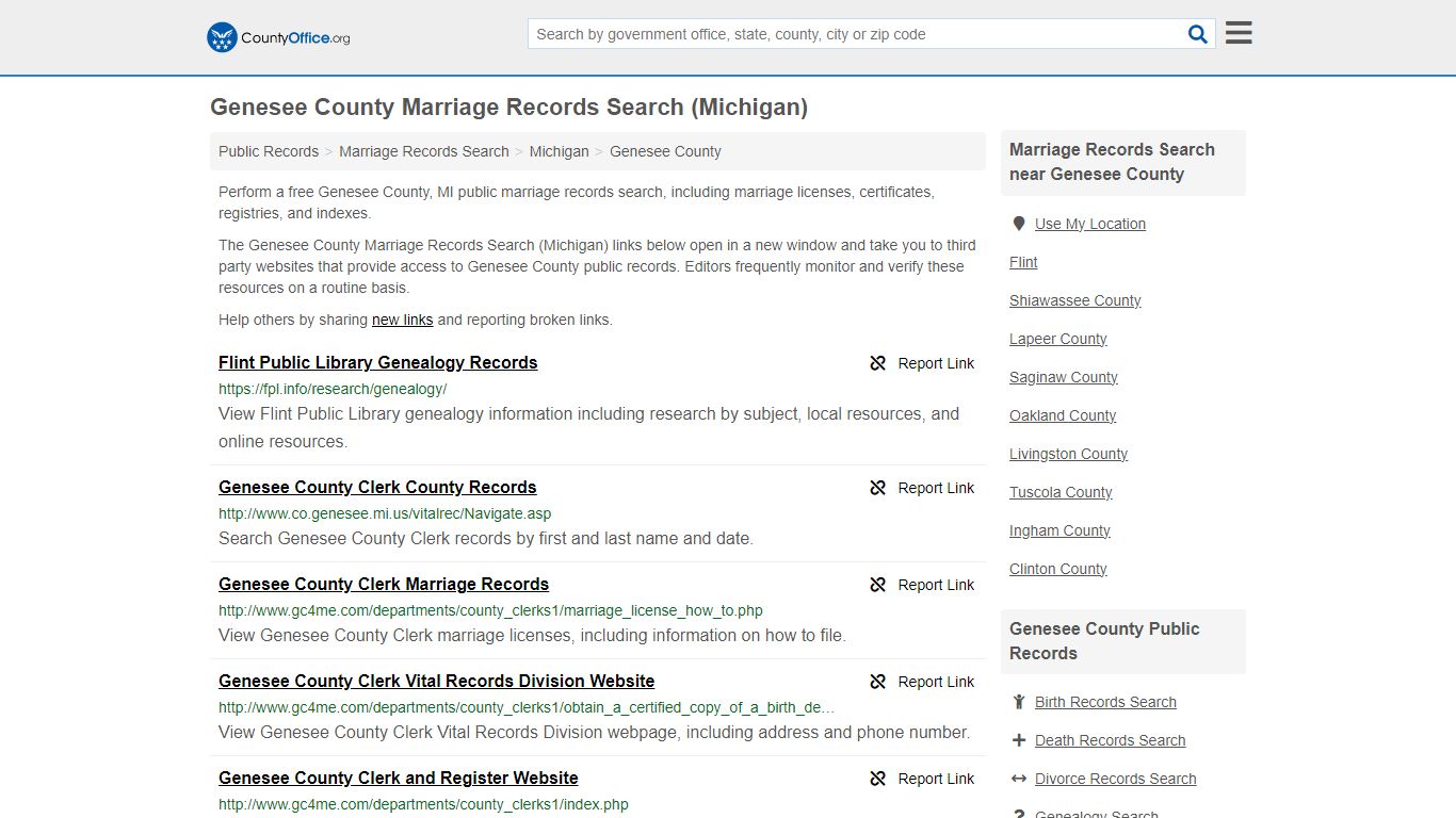 Genesee County Marriage Records Search (Michigan) - County Office